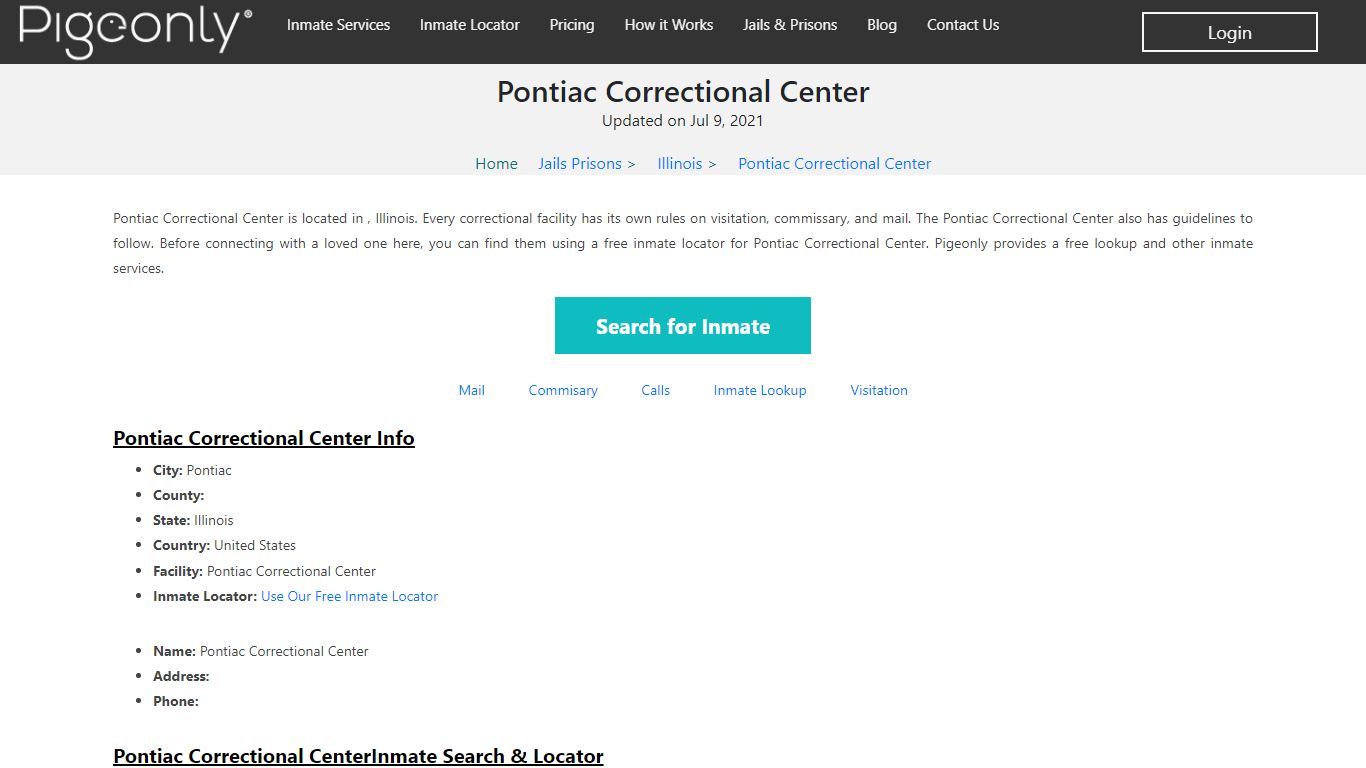 Pontiac Correctional Center Inmate Lookup | Illinois